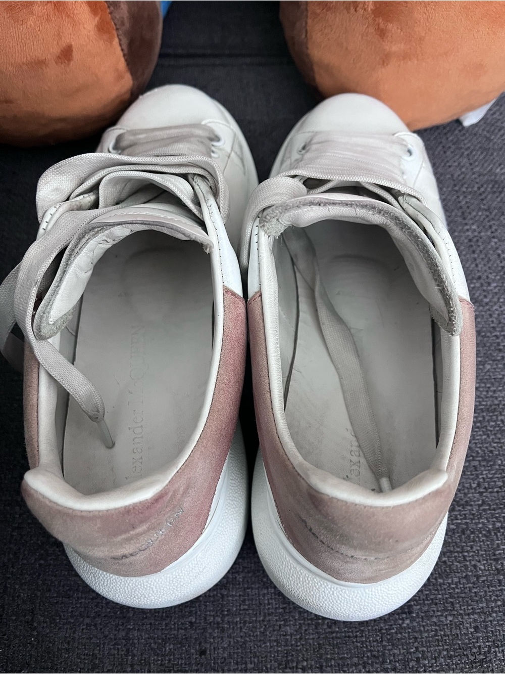 Alexander McQueen Oversized Sneakers White Pink Suede Heel - Size 38